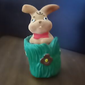Vintage Knickerbocker Windup Dancing Animal Toy Flocked Bunny Japan 1960's Cute!